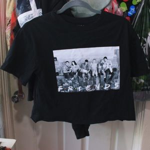 friends (the tv show) black crop top (w/ b&w pic)